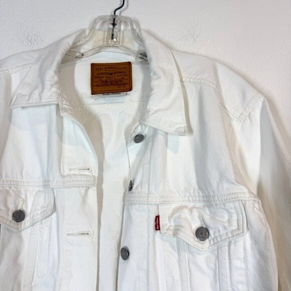 Levi's Trucker Jacket White Denim Boyfriend Medium - Picture 4 of 11
